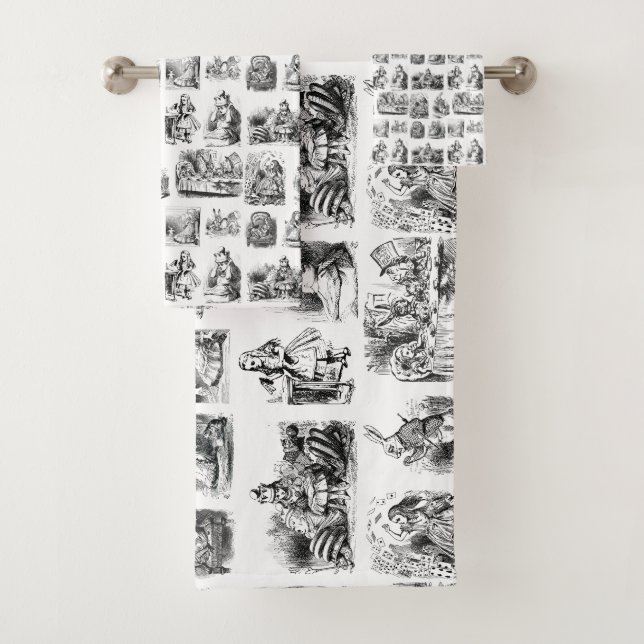Alice's Adventures in Wonderland Pattern Bath Towel Set (Insitu)