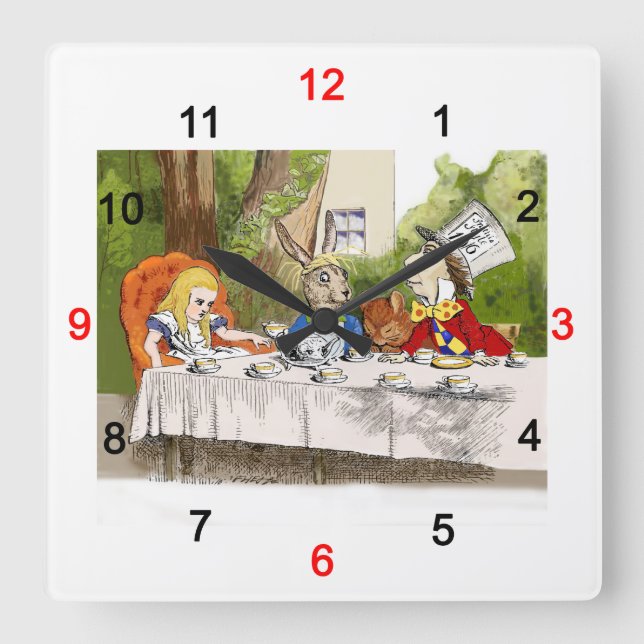 Alice's Adventures in Wonderland Square Wall Clock (Front)