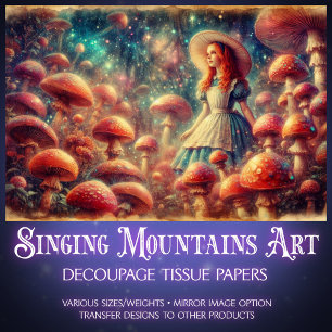 Alice's Mushroom Forest Adventure Decoupage Tissue Paper