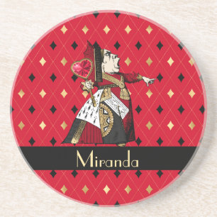 Alice's Queen of Hearts in Red Personalized Coaster