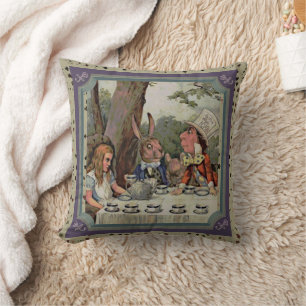 Alice's Tea Party Mad Hatter Wonderland Frame Throw Pillow