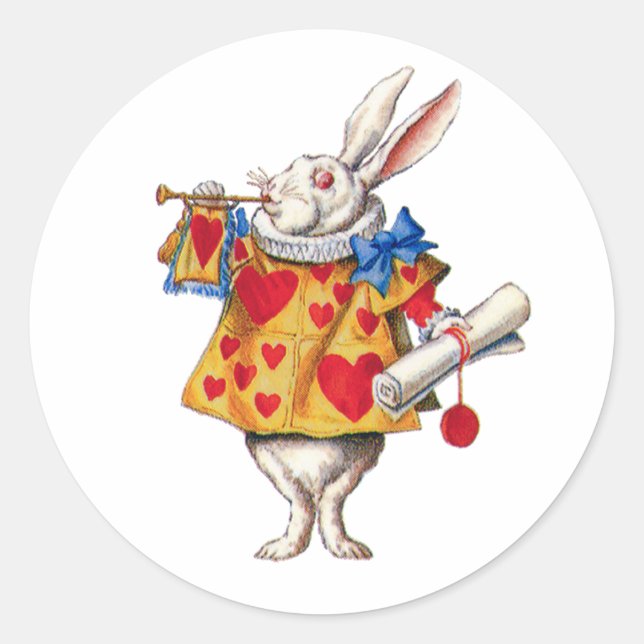 ALICE'S  WHITE RABBIT CLASSIC ROUND STICKER (Front)