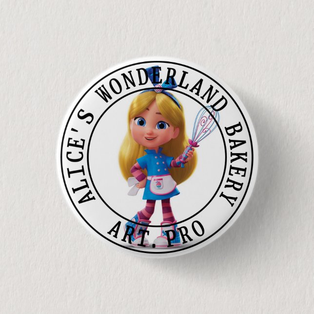 Alice's Wonderland Bakery 1 Inch Round Button (Front)