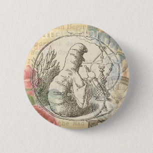 Alice's Wonderland Caterpillar: Original Tenniel 2 Inch Round Button