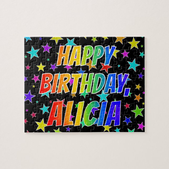 "ALICIA" First Name, Fun "HAPPY BIRTHDAY" Jigsaw Puzzle (Horizontal)