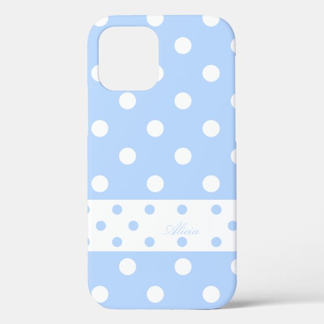 Alicia - Nom personnalisé Pois coque iphone bleu  (Verso)