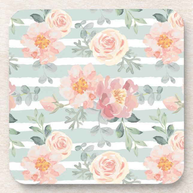 Alicia Rose Stripe Pattern Coaster (Front)