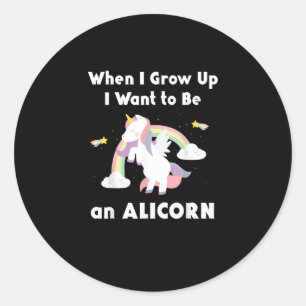 Alicorn When I Grow Up Unicorn Rainbow Pastel Magi Classic Round Sticker