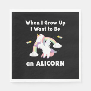 Alicorn When I Grow Up Unicorn Rainbow Pastel Magi Napkin
