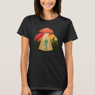 Alien Abducted UFO Mushroom Psychedelic Trippy Out T-Shirt