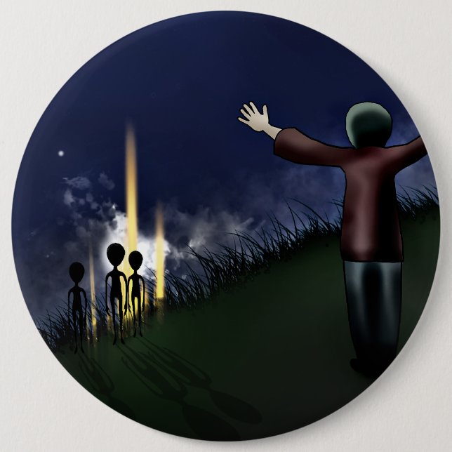 Alien Abduction 6 Inch Round Button (Front)