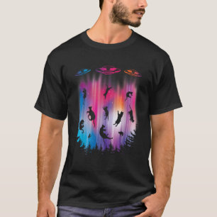 Alien Abduction Cat Flying Saucer Funny UFO for M T-Shirt