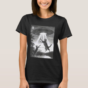 Alien Abduction Cats UFO Flying Saucer Space Funny T-Shirt