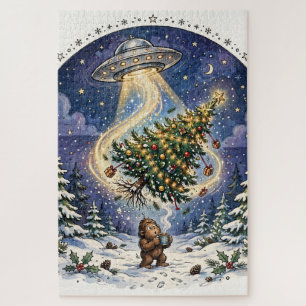 Alien Abduction Christmas Tree Jigsaw Puzzle