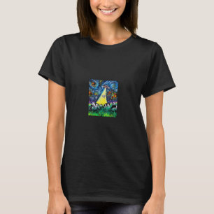 alien abduction cows ufo starry night funny art by T-Shirt