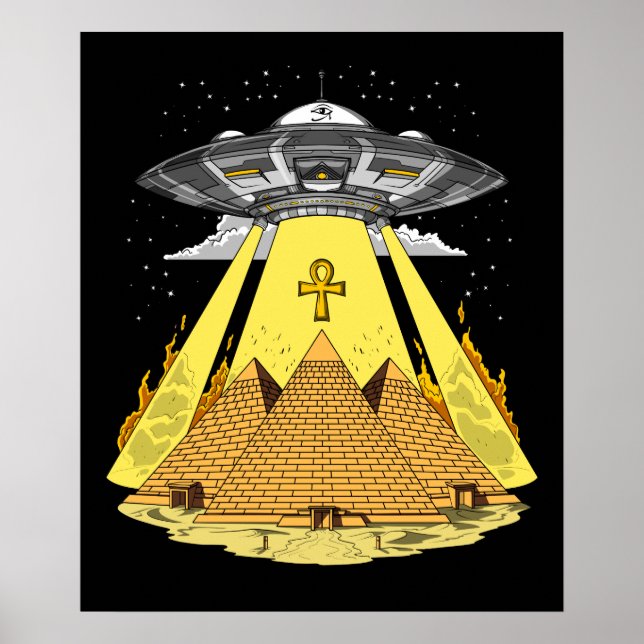 Alien Abduction Egyptian Pyramids Ancient UFO Poster (Front)