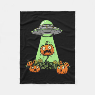 Alien Abduction Funny Pumpkin Halloween Light Ufo  Fleece Blanket