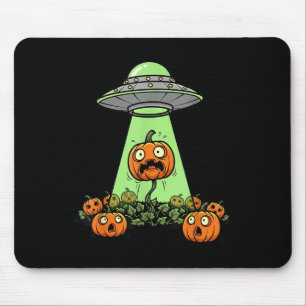 Alien Abduction Funny Pumpkin Halloween Light Ufo Mouse Pad