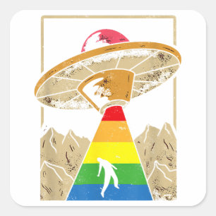 Alien Abduction Gay Pride Gaylien Lgbt  Square Sticker