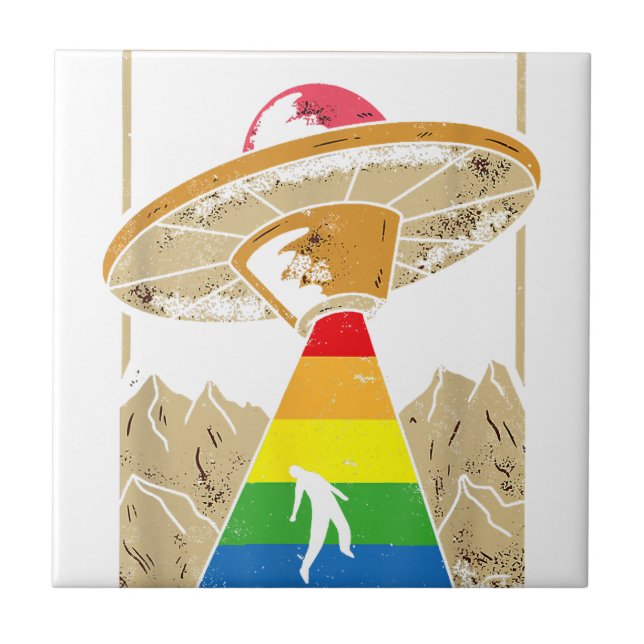 Alien Abduction Gay Pride Gaylien Lgbt  Tile (Front)