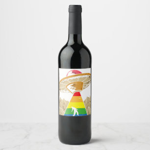 Alien Abduction Gay Pride Gaylien Lgbt  Wine Label