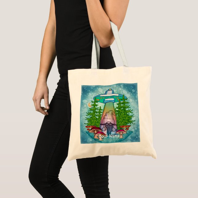 Alien abduction gnome  tote bag (Front (Product))