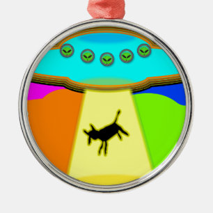Alien Abduction Metal Ornament