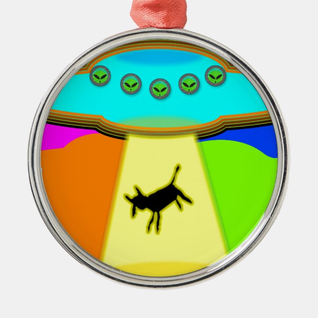 Alien Abduction Metal Ornament (Front)
