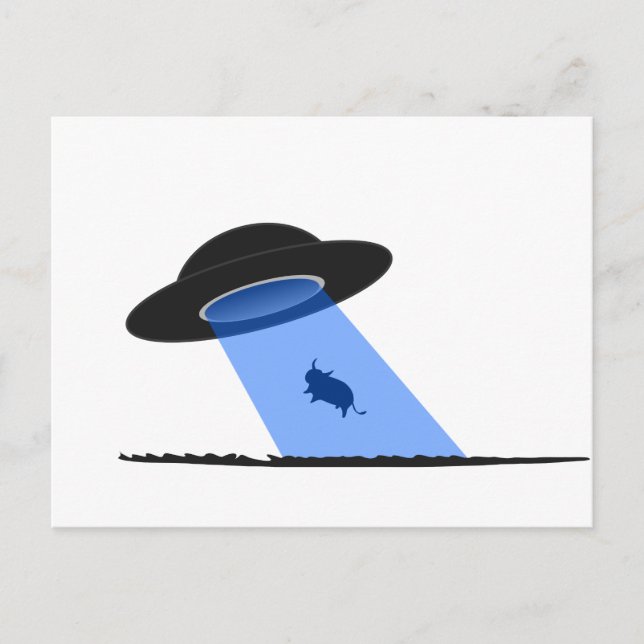 Alien Abduction of a Cow - UFO Postcard (Front)
