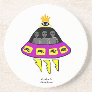 Alien Abduction Sandstone Drink Coaster