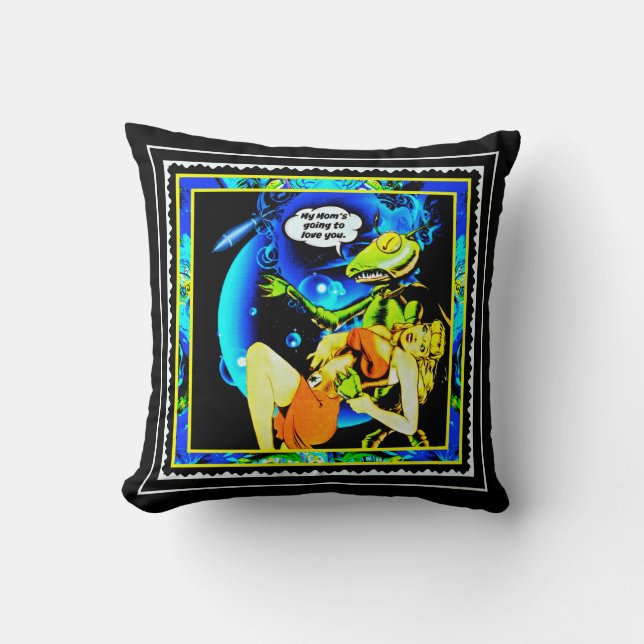 Alien Abduction Throw Pillow (Front)