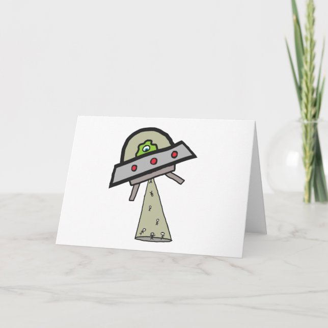 Alien Abduction UFO Flying Saucer Card (Front)
