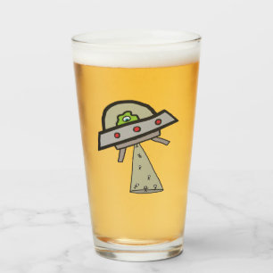 Alien Abduction UFO Flying Saucer Glass