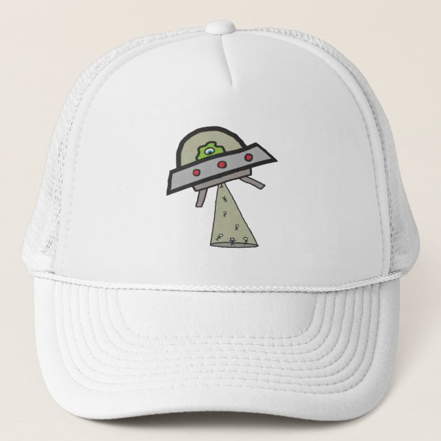 Alien Abduction UFO Flying Saucer Trucker Hat (Front)