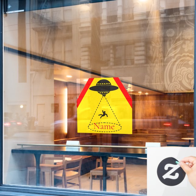 Alien Abduction UFO Thunder_Cove Window Cling (Cafe Window)