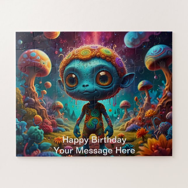 Alien Adventure in a Fantasy Mushroom Forest Jigsaw Puzzle (Horizontal)