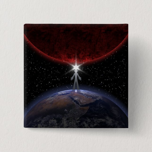 Alien Among The Planets 2 Inch Square Button (Front)