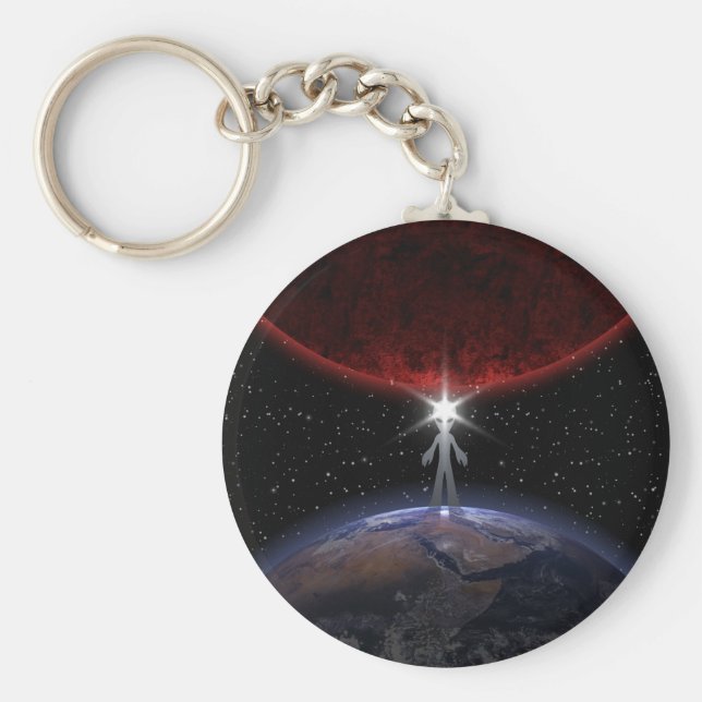 Alien Among The Planets Keychain (Front)