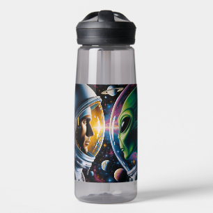 Alien and Astronaut in Space Personalized Water Bottle