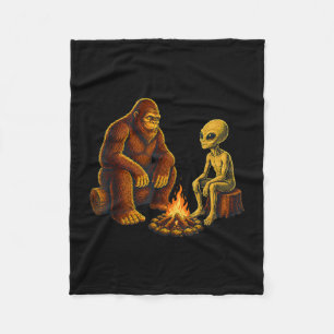 Alien and bigfoo fleece blanket