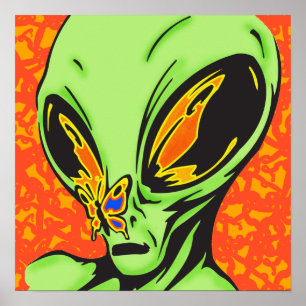 Alien and Butterfly Poster
