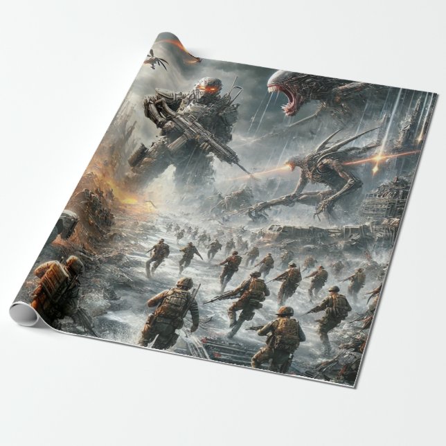 alien and call of duty gift wraps wrapping paper (Unrolled)