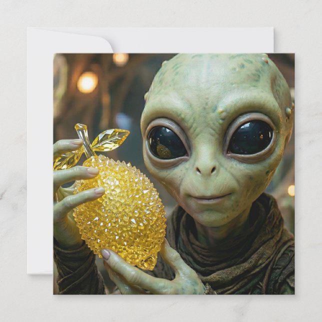 Alien and Crystalline Lemon Blank Holiday Card (Front)
