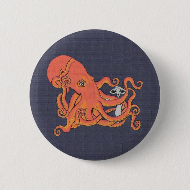 Alien and Octopus Friend Button (Front)