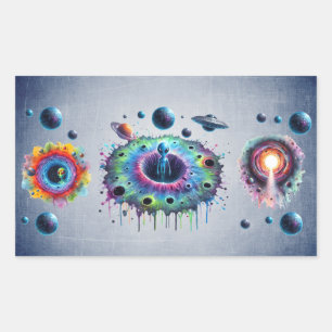 Alien and planets sticker