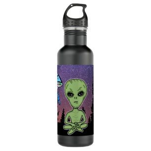 Alien and UfO on Starry Night   Stainless Steel Wa 710 Ml Water Bottle