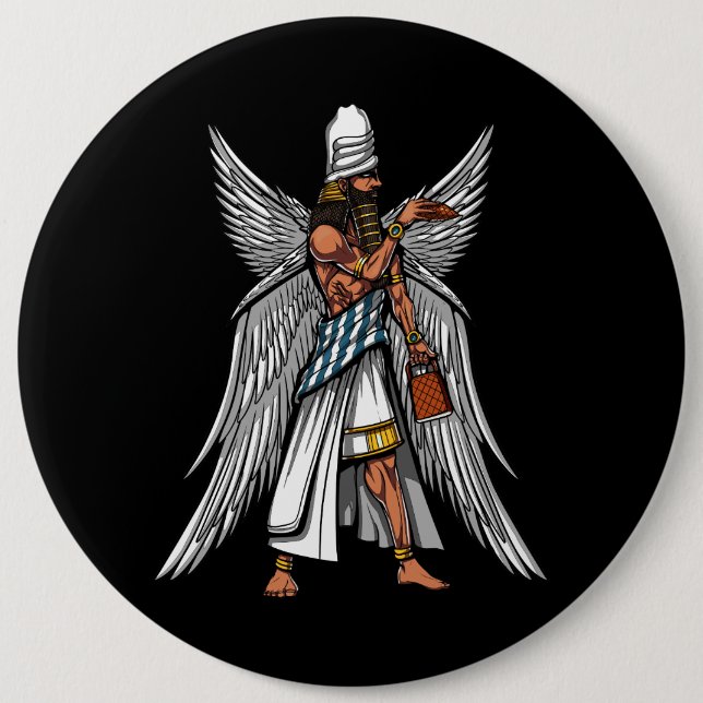 Alien Anunnaki God Ancient Sumerian King 6 Inch Round Button (Front)