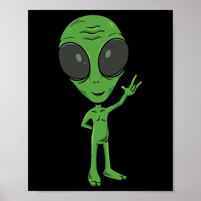 Alien Asl Hand Gesture Deaf Hearing Loss Awareness Poster (Front)