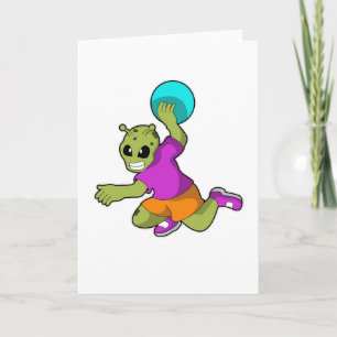 Alien at Handball player with Handball Card