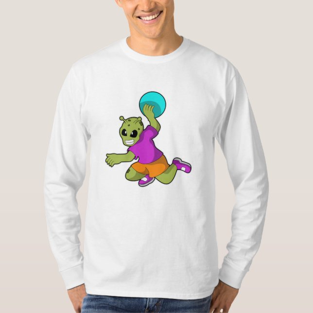 Alien at Handball player with Handball T-Shirt (Front)